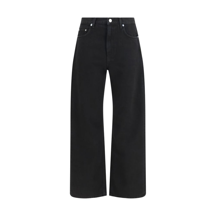 Black Cotton Straight-Leg Jeans
