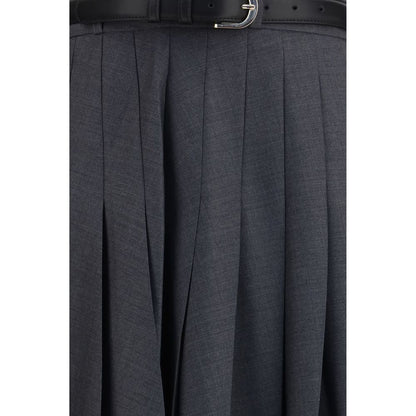 Gray Polyester Long Skirt