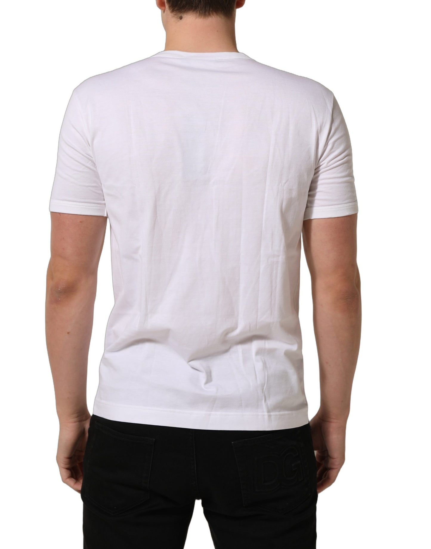 White Cotton Short Sleeve Round Neck T-shirt
