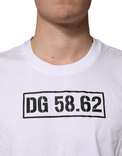 White Cotton Logo Print Crew Neck T-shirt