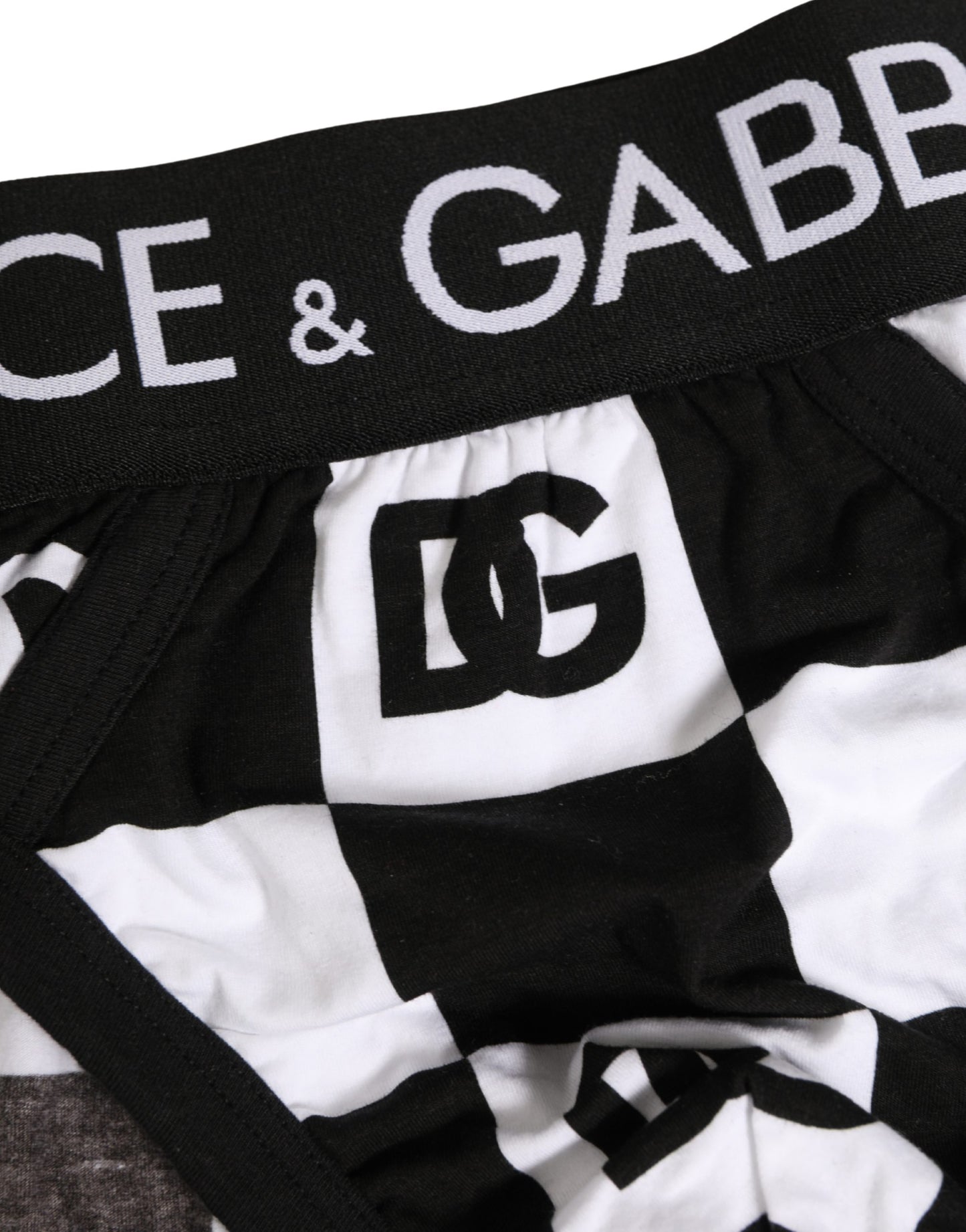 Black White Logo Checkered Midi Brief Underwear