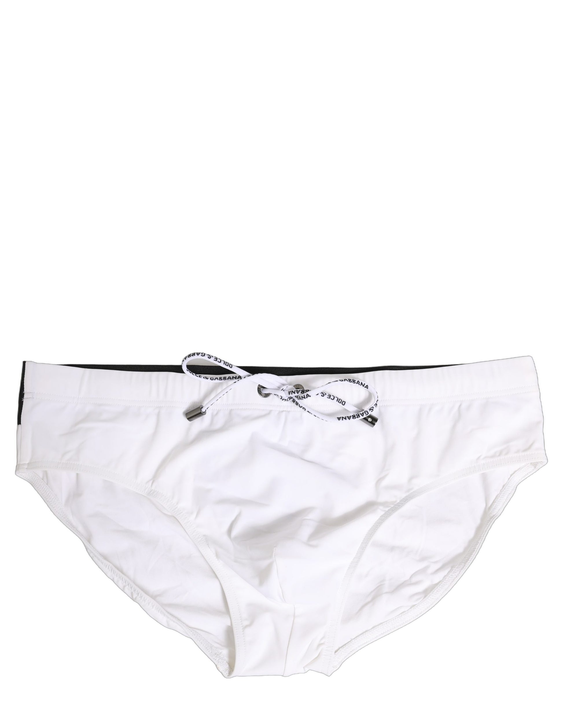 White Stretch Drawstring Swim Brief Swimwear