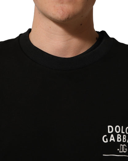 Black Cotton Logo Print Sweatshirt Sweater