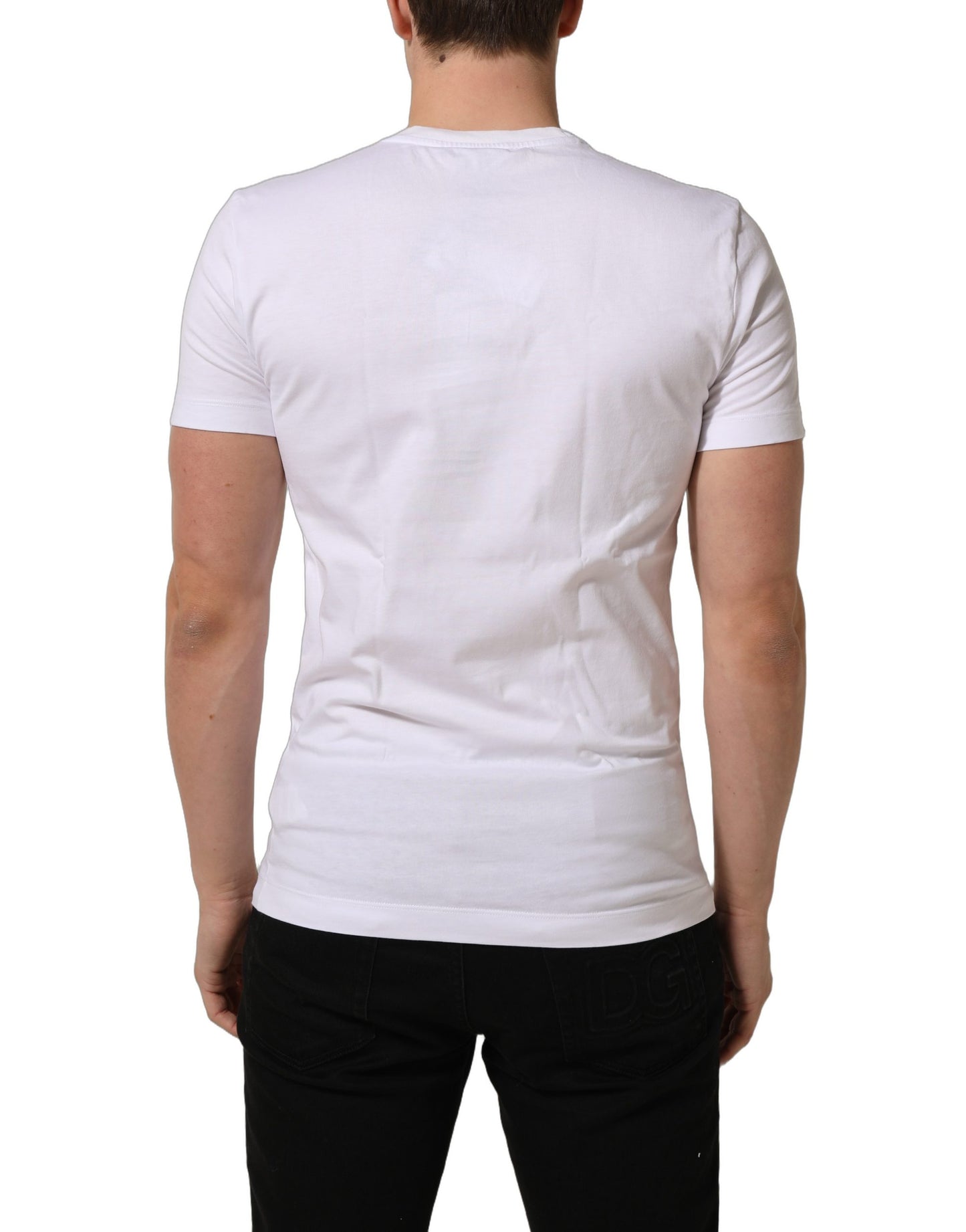 White DG Logo Cotton Crew Neck Men T-shirt