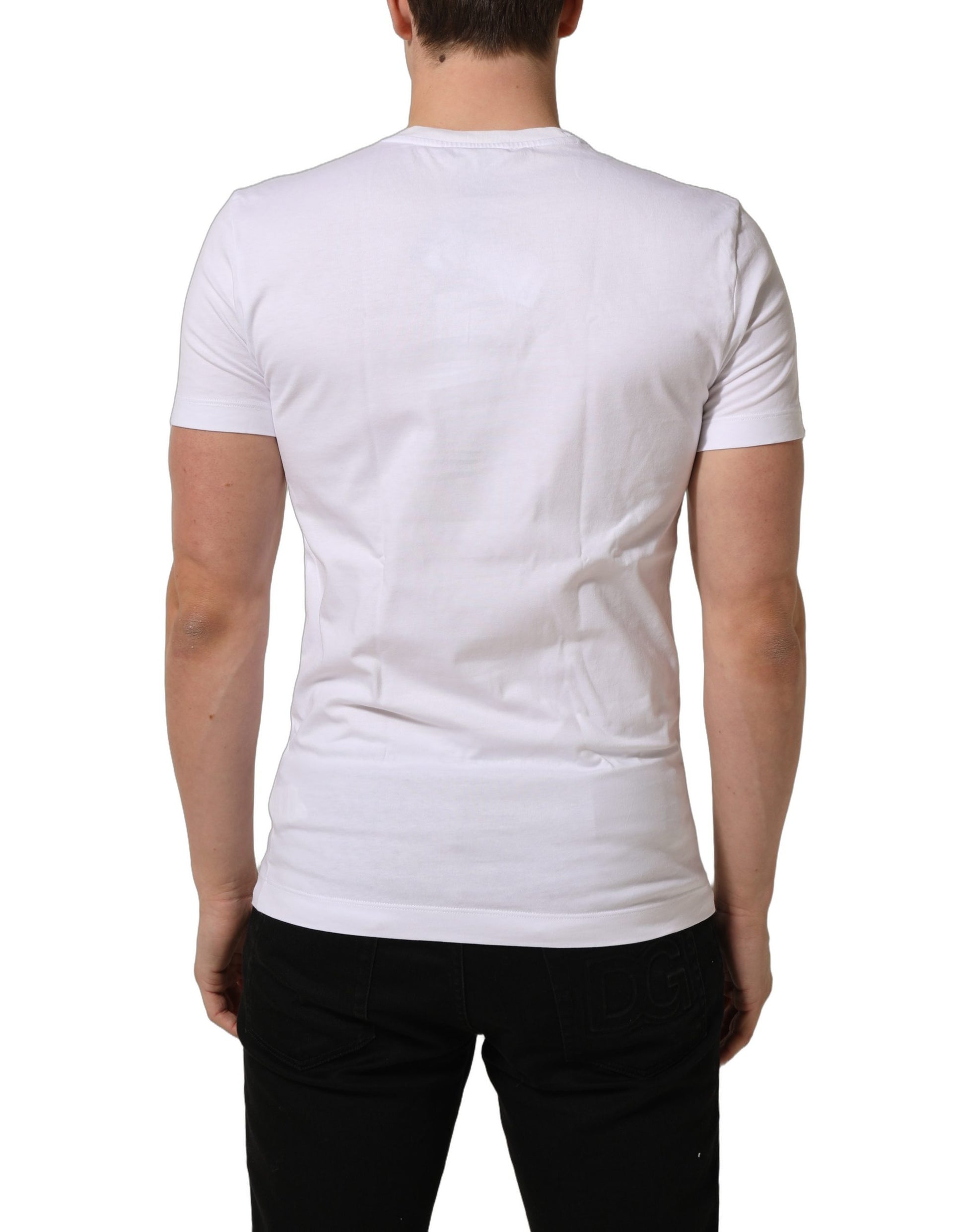 White DG Logo Cotton Crew Neck Men T-shirt