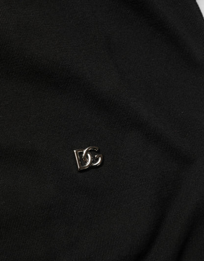 Black Cotton Collared Short Sleeves Men Polo T-shirt