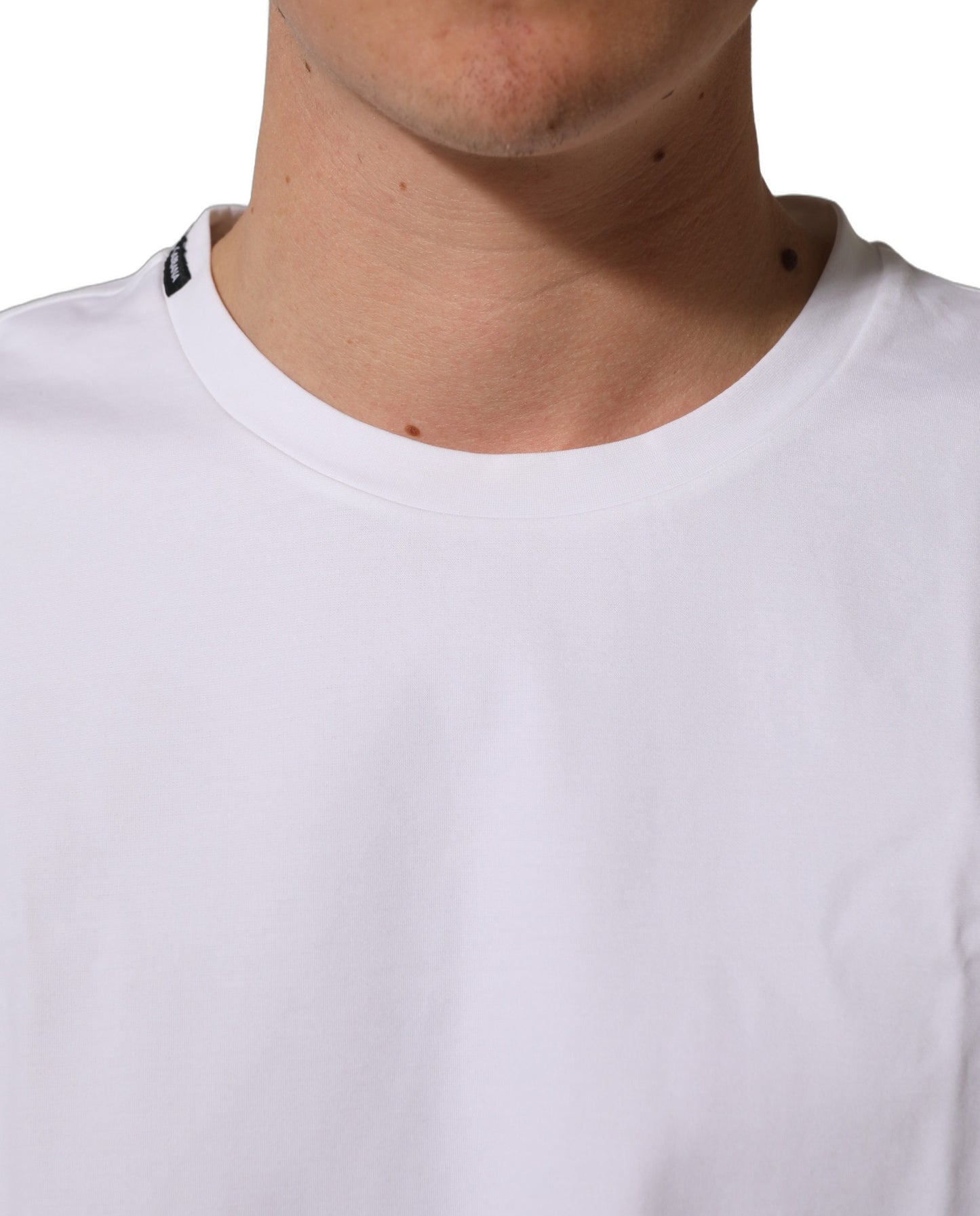 White Cotton Short Sleeves Crew Neck T-shirt