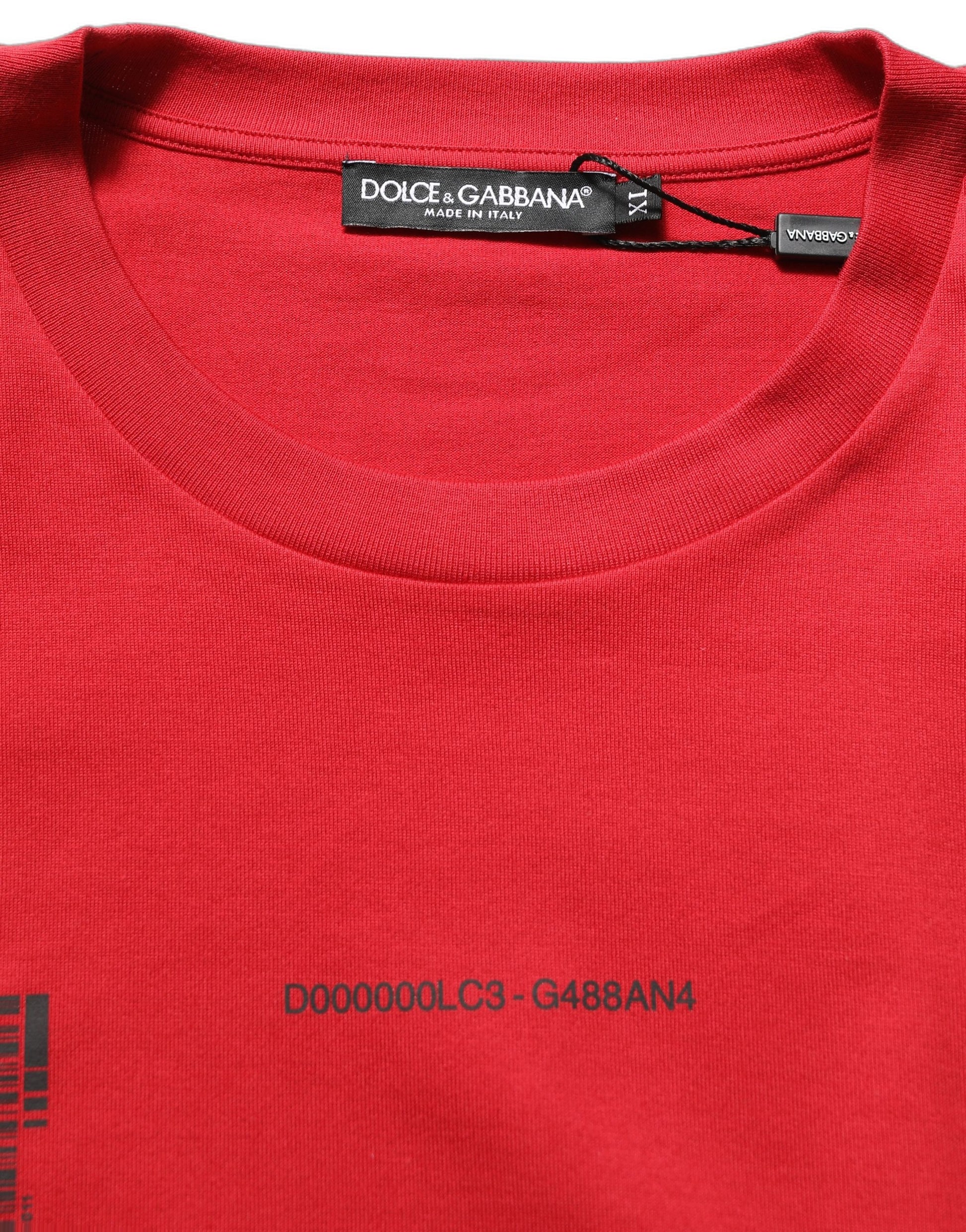 Red Cotton Graphic Print Crew Neck T-shirt