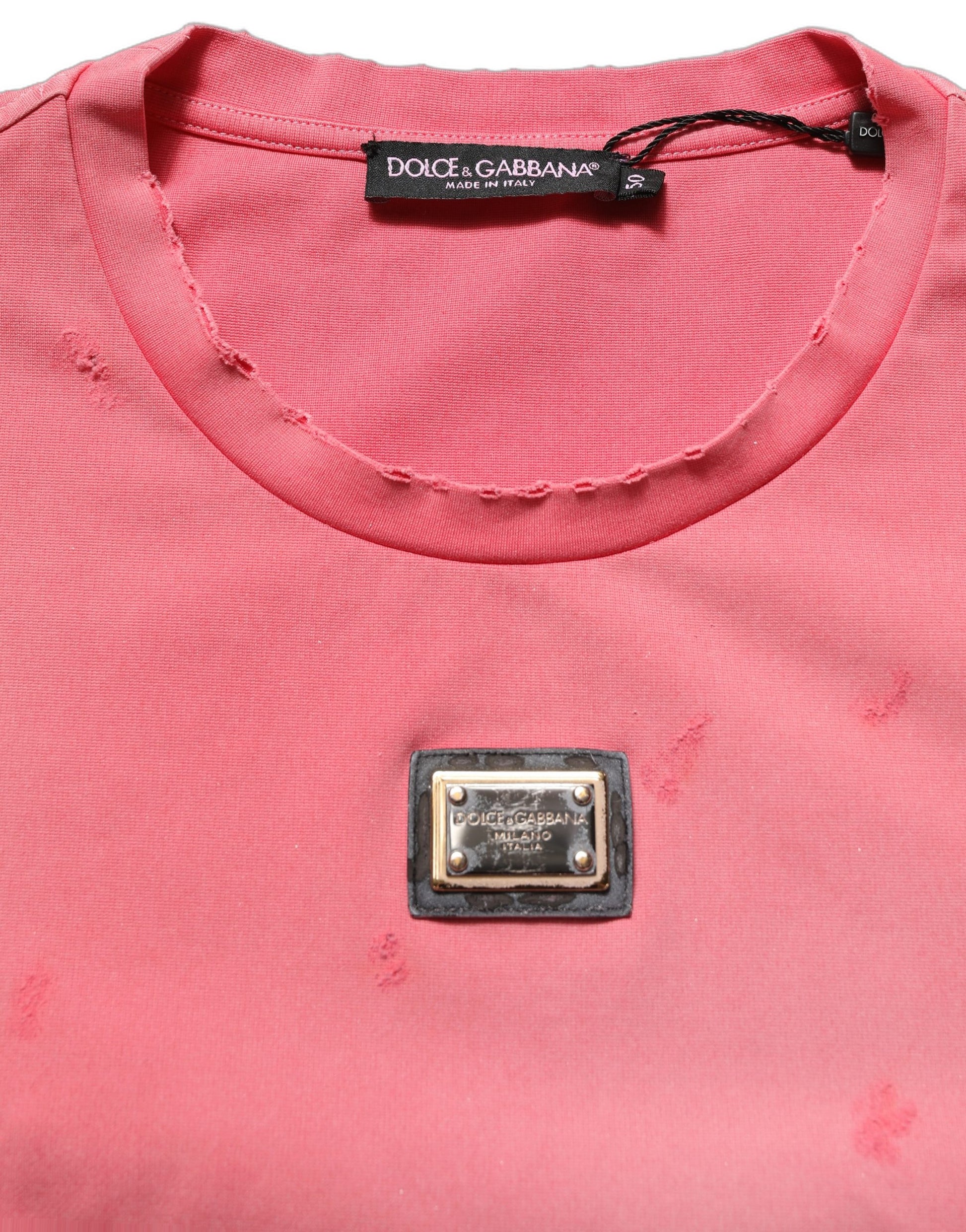 Pink Re-Edition Distressed Crew Neck T-shirt