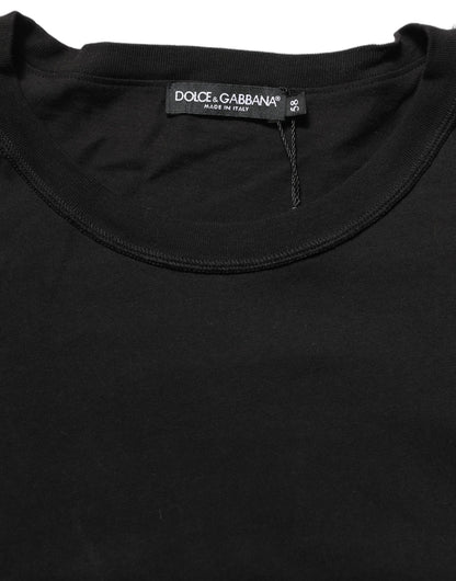 Black Cotton Short Sleeves CrewNeck T-shirt