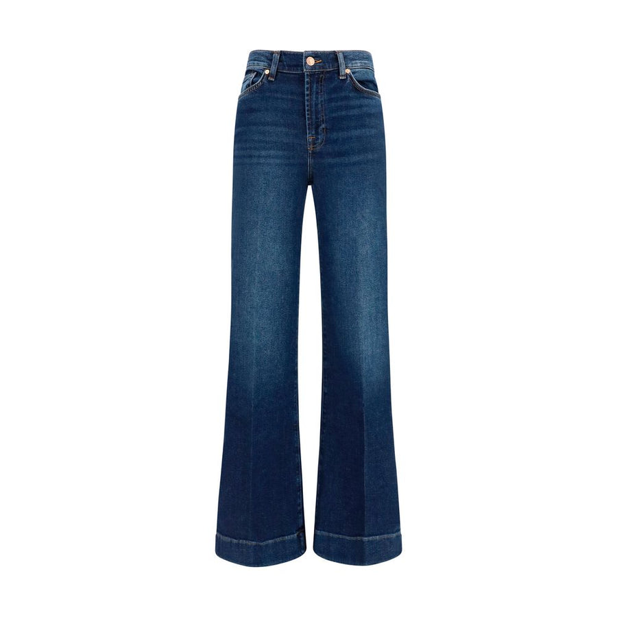 Blue Cotton Flared Jeans