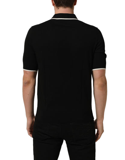 Black Cotton Collared Short Sleeves Polo T-shirt