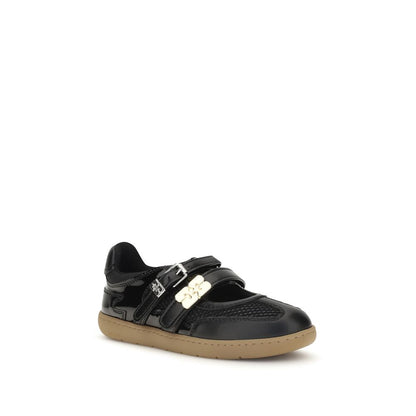 Black Polyester Ballet Flats