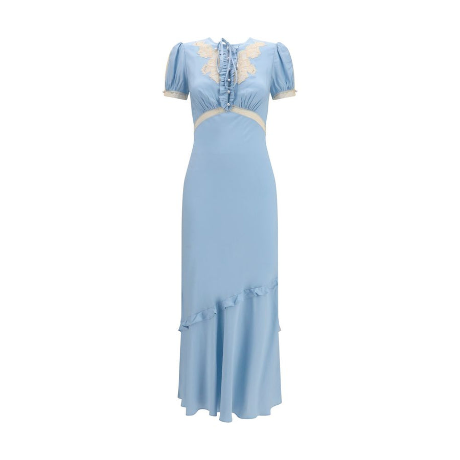 Blue Viscose Casual Dress