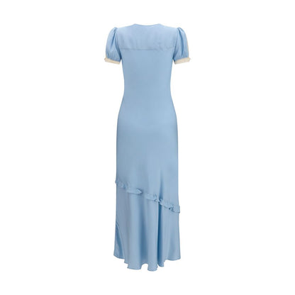 Blue Viscose Casual Dress