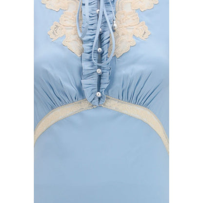 Blue Viscose Casual Dress