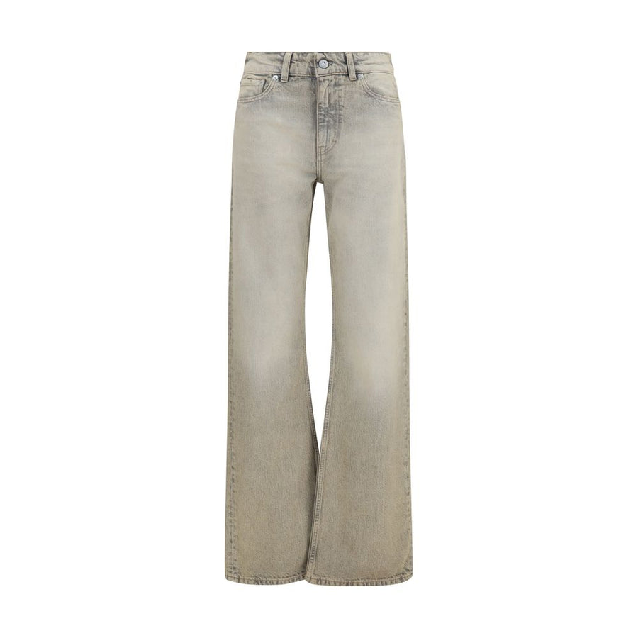 Gray Cotton Straight-Leg Jeans
