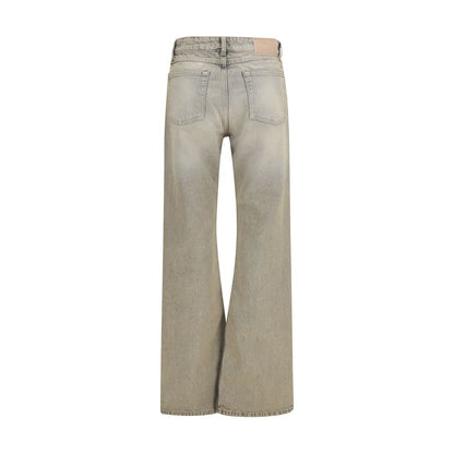 Gray Cotton Straight-Leg Jeans