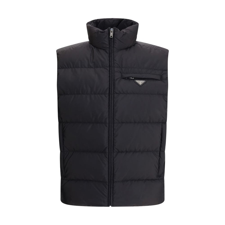 Black Recycled Polyamide Sleeveless Jacket