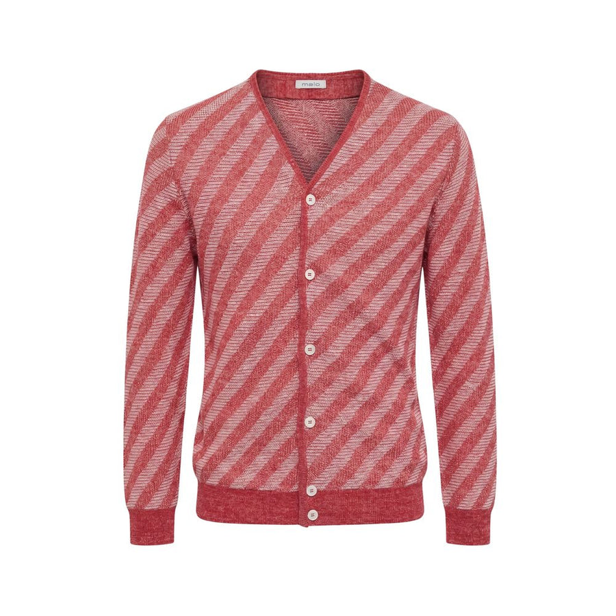Red Linen Men Cardigan