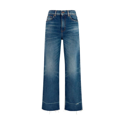Blue Cotton Bootcut Jeans