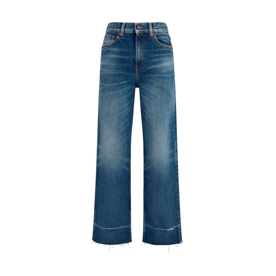 Blue Cotton Bootcut Jeans