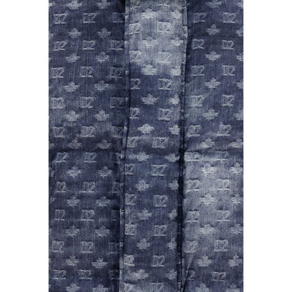 Blue Polyester Full-Length Jacket
