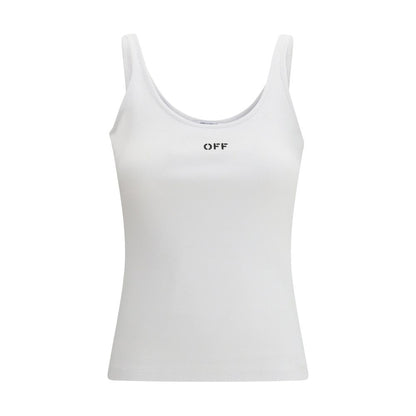 White Cotton Sleeveles T-Shirt