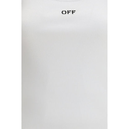 White Cotton Sleeveles T-Shirt