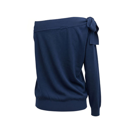 Blue Cotton Women Sweater