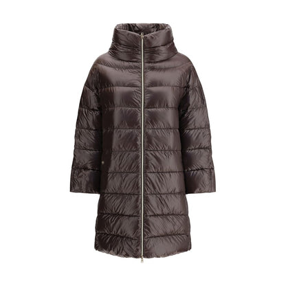 Brown Polyester Full-Length Jacket