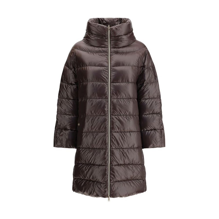 Brown Polyester Full-Length Jacket