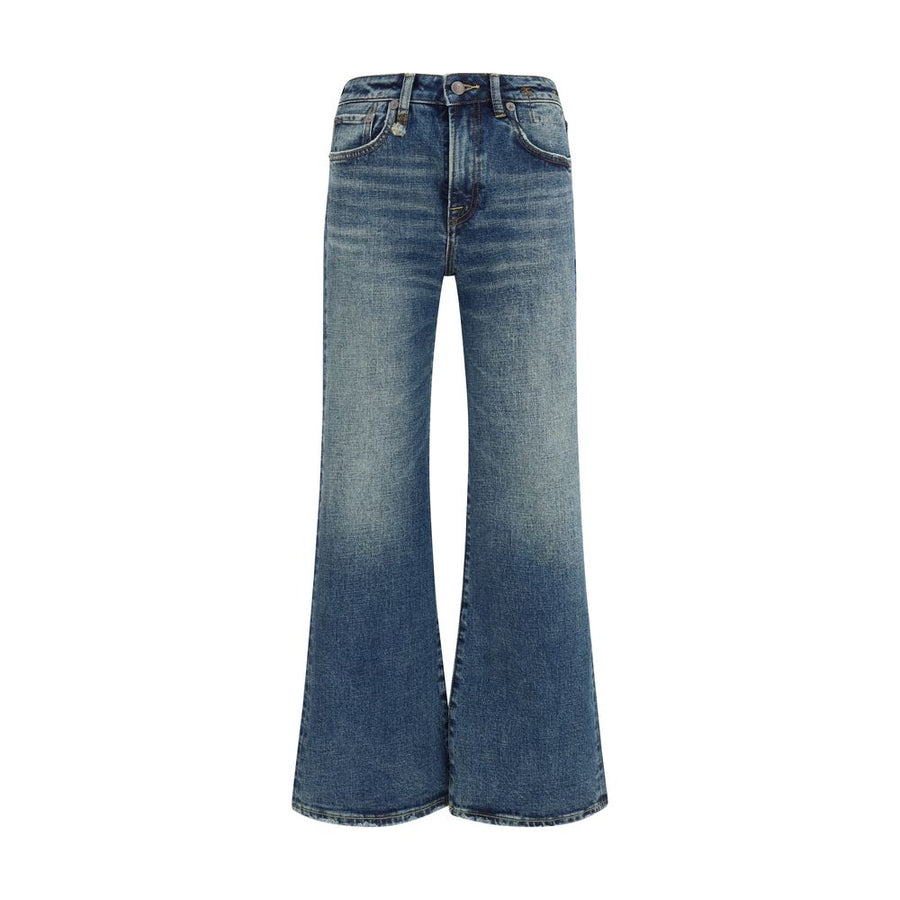 Blue Cotton Flared Jeans