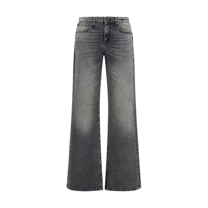Gray Cotton Straight-Leg Jeans