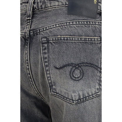 Gray Cotton Straight-Leg Jeans