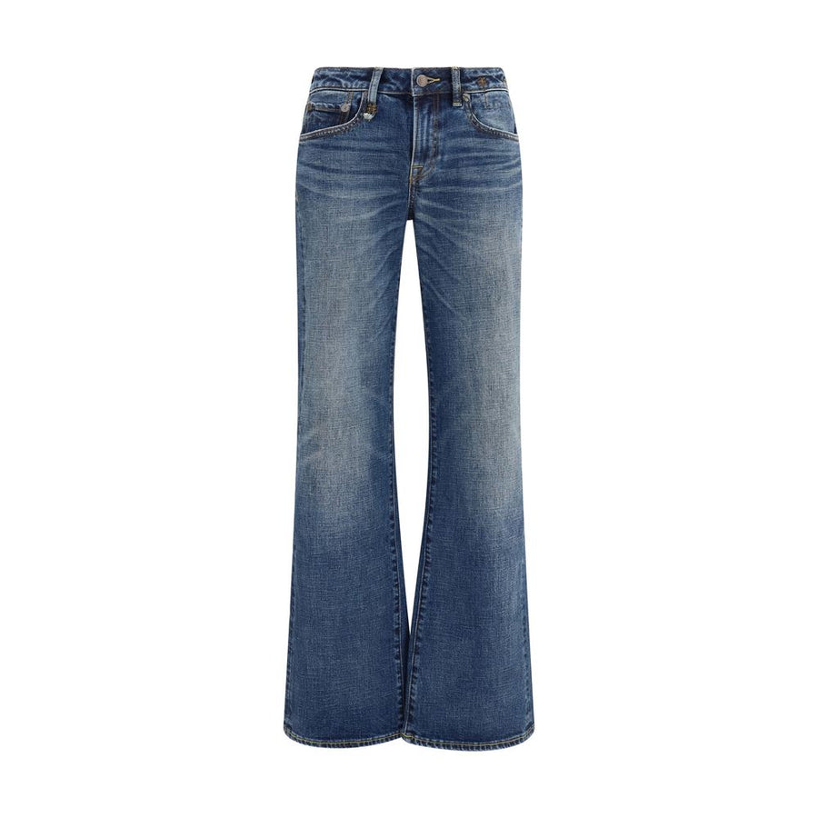 Blue Cotton Straight-Leg Jeans