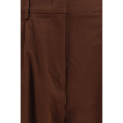 Brown Cotton Casual Pants