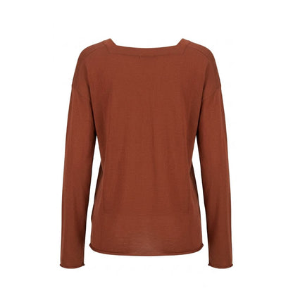 Brown Cotton Women's Sweater
