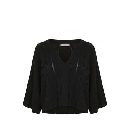 Black Cotton Women Sweater