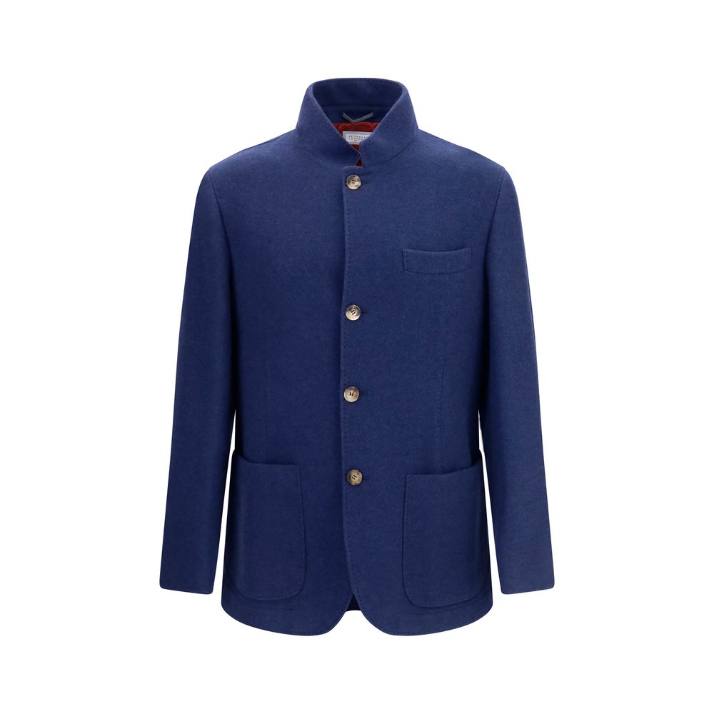 Blue Cashmere Full-Length Jacket