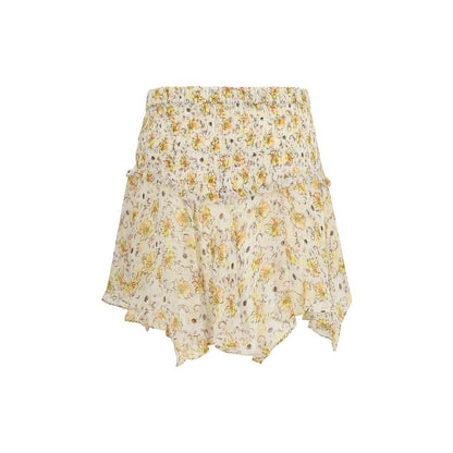 Beige Viscose Mini Skirt