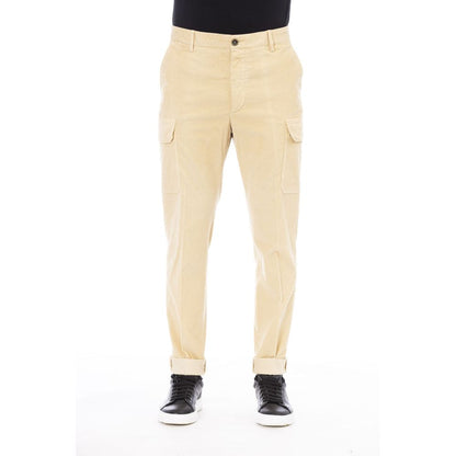 Beige Cotton Men Pants