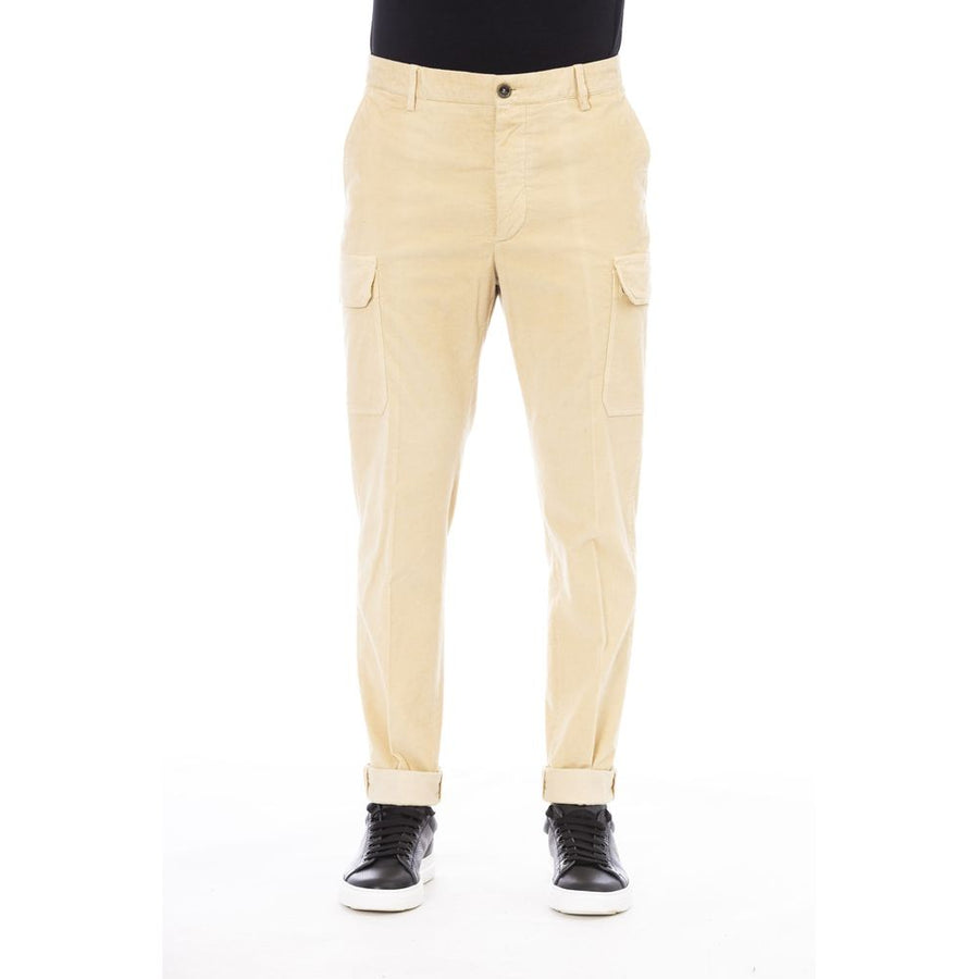 Beige Cotton Men Pants