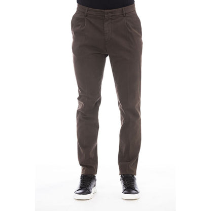 Brown Cotton Men Pant