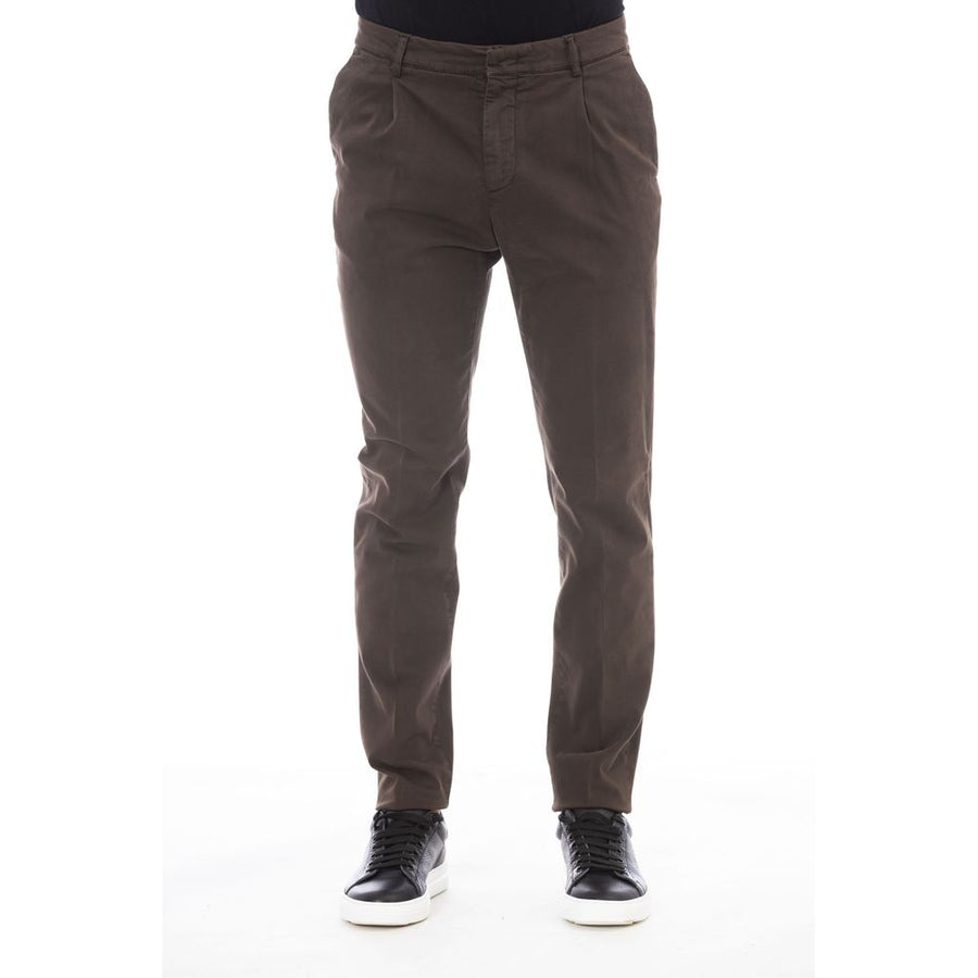 Brown Cotton Men Pant