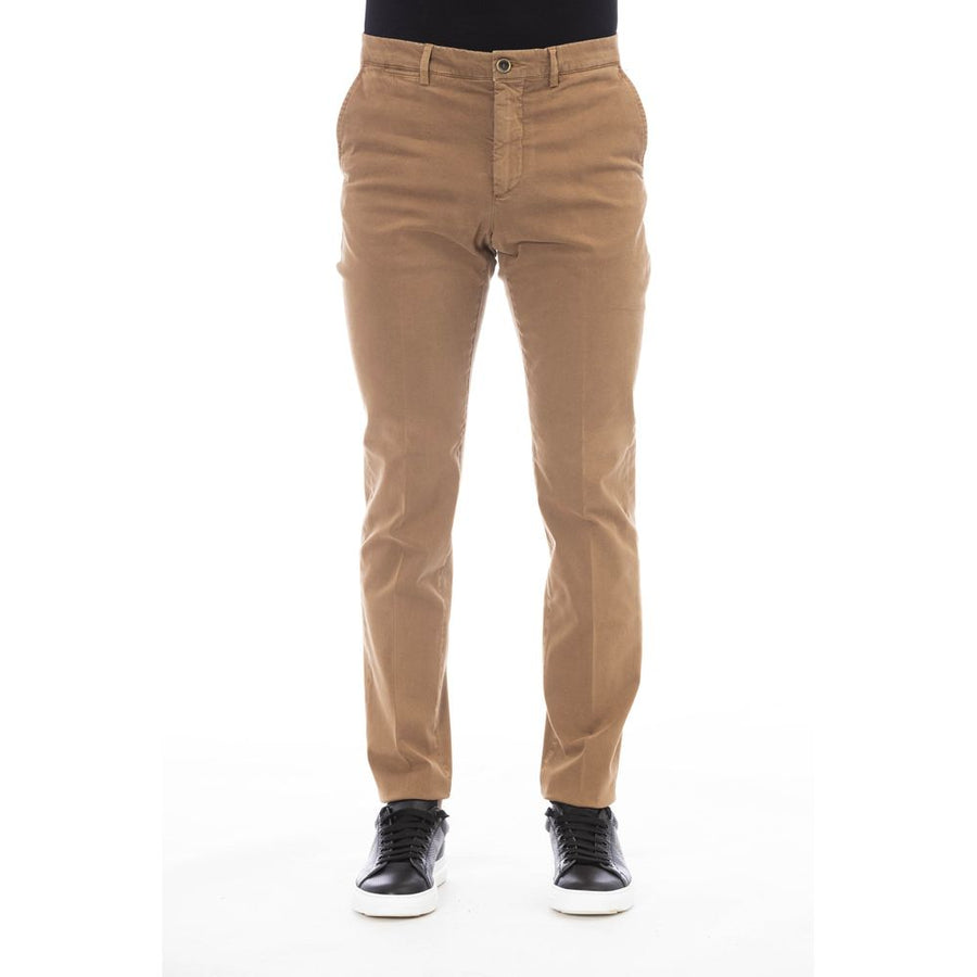 Beige Cotton Men Pants