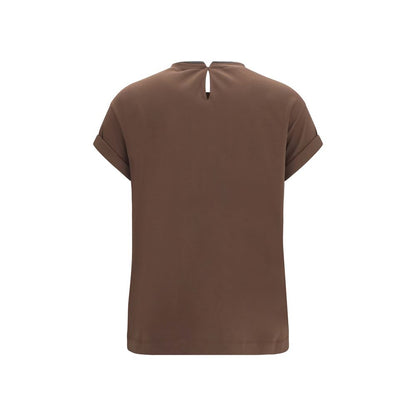 Brown Elastane T-Shirt