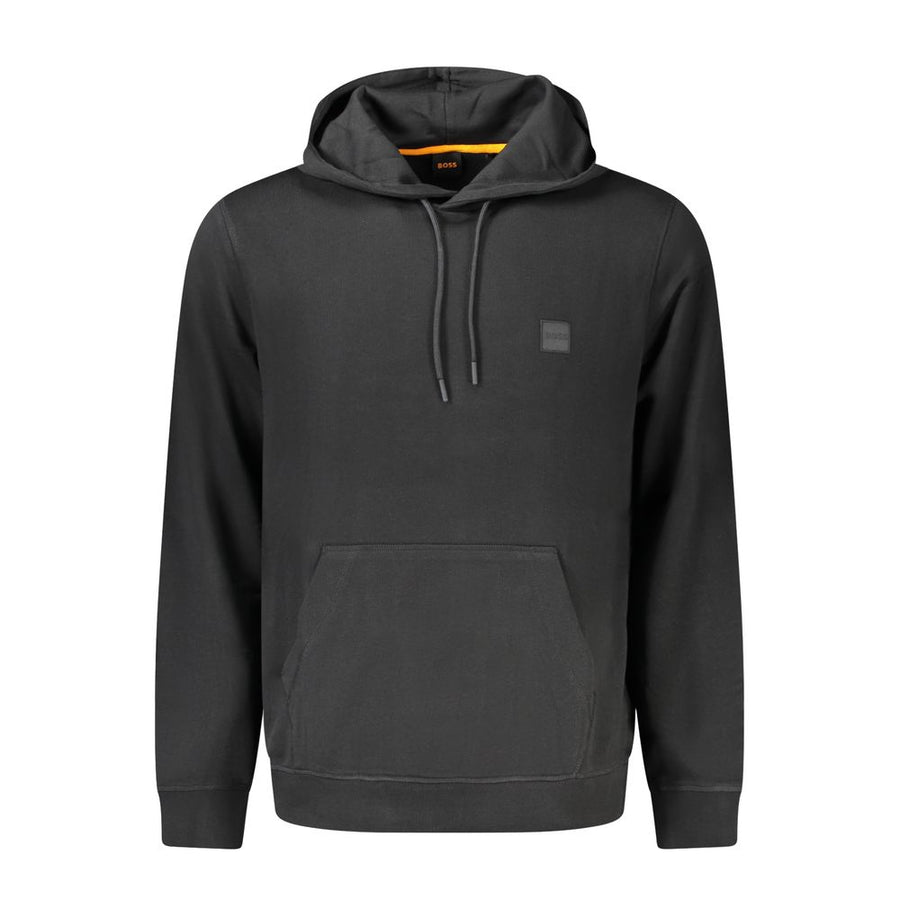 Black Cotton Men's Hooded Sweatshirt