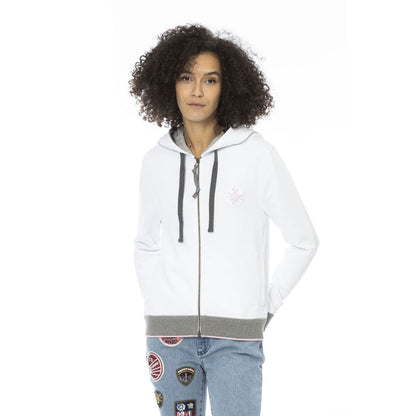 White Cotton Women Sweatshirt Top