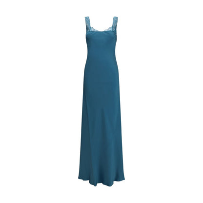 Blue Acetate Long Dress